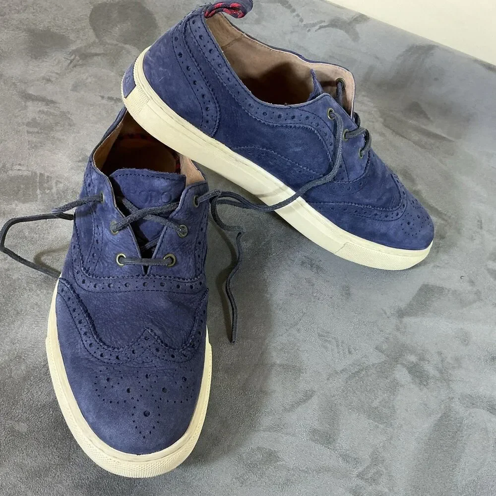 Polo Ralph Lauren Navy Brogued Sneakers Jarrod Wingtip 9 D Leather Shoes